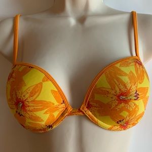Orange Floral Tropical Bra 34B